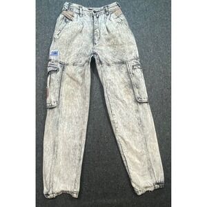 Maneuvers Vintage Grunge Women Size 18 Acid Wash Cargo Utility Pants Distressed